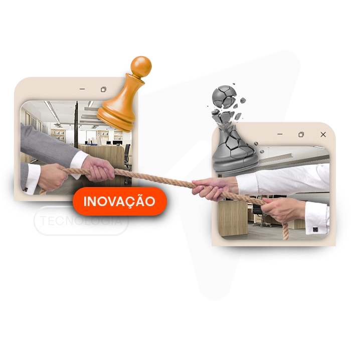 Imagem de destaque - Seu Cliente Oculto - Disputa entre concorrentes ilustrada com cabo de guerra e peças de xadrez — análise da concorrência com dados reais de mercado